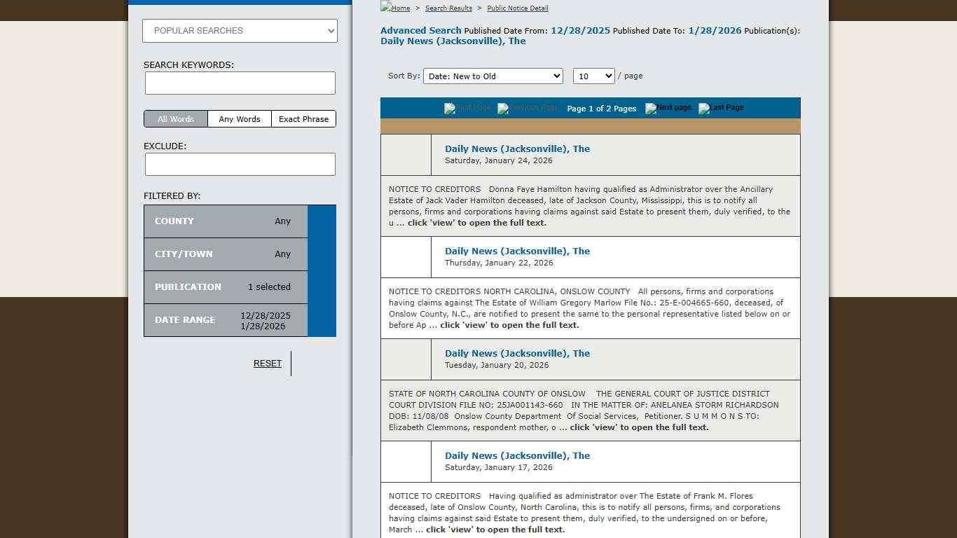 Public Notices North Carolina North Carolina Press Association